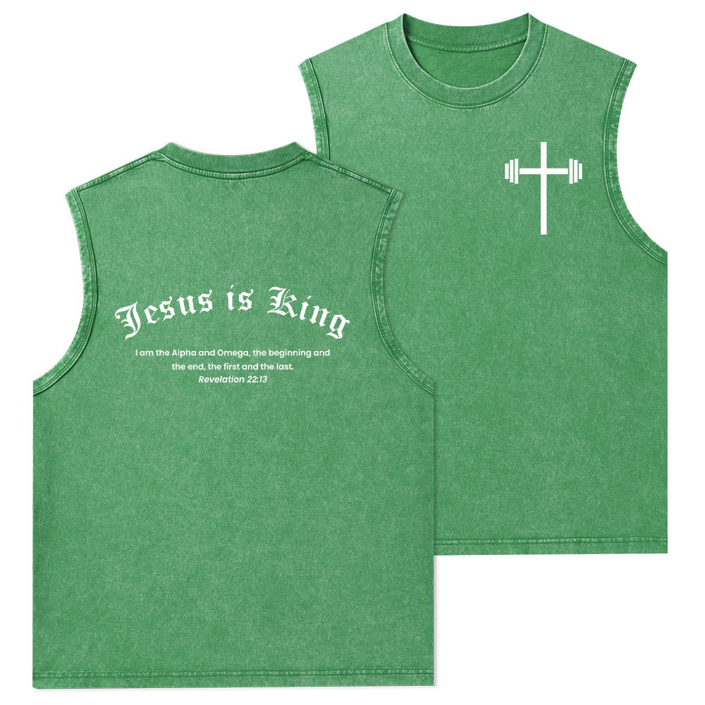 Jesus Is King Christian Washed Tank Top