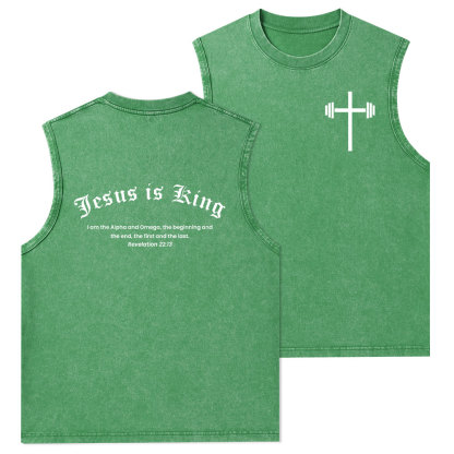 Jesus Is King Christian Washed Tank Top