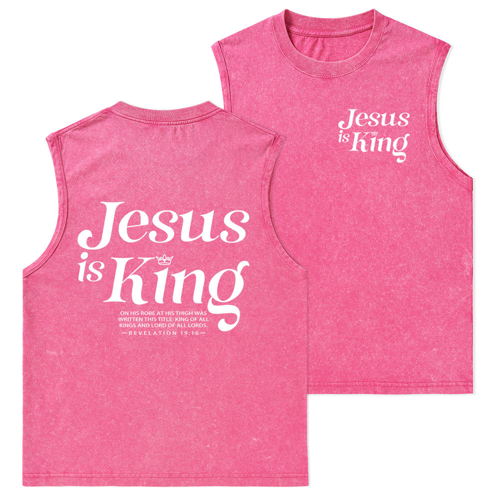 Jesus Is King Christian Washed Tank Top