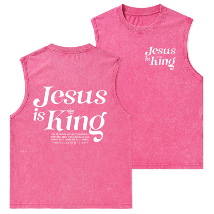 Jesus Is King Christian Washed Tank Top