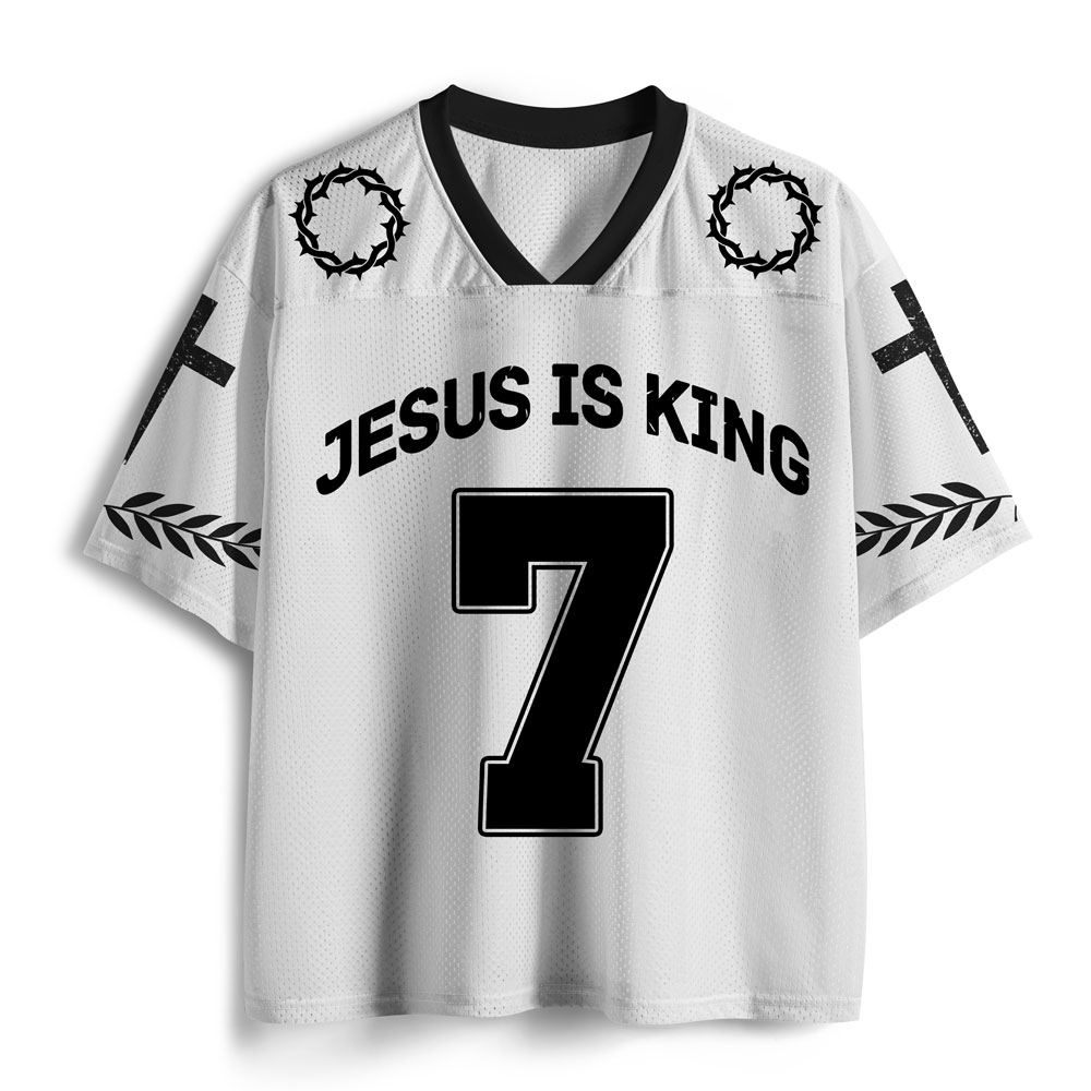 Jesus Is King Christian White Mesh Jersey