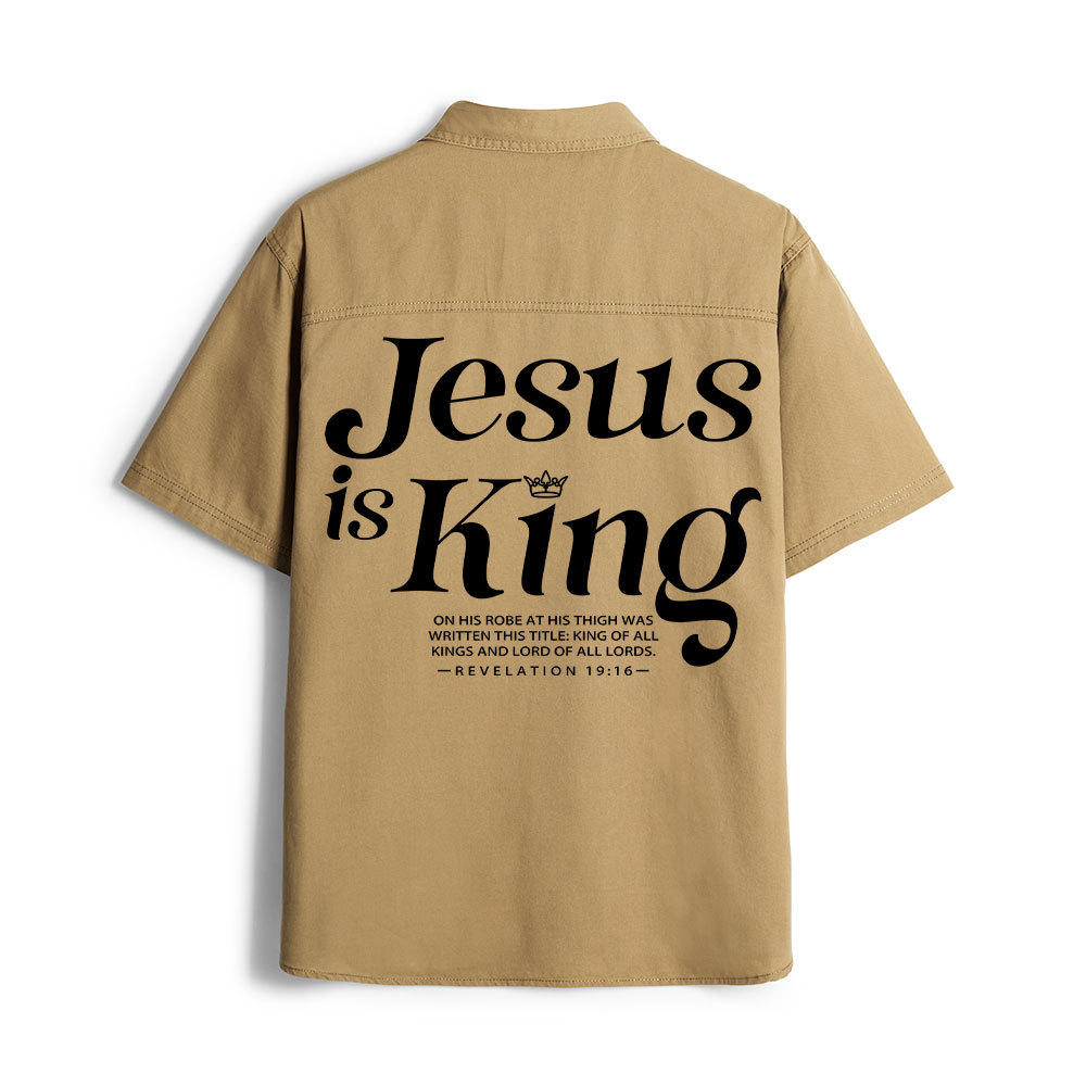 Jesus Is King Christian Work Shirt