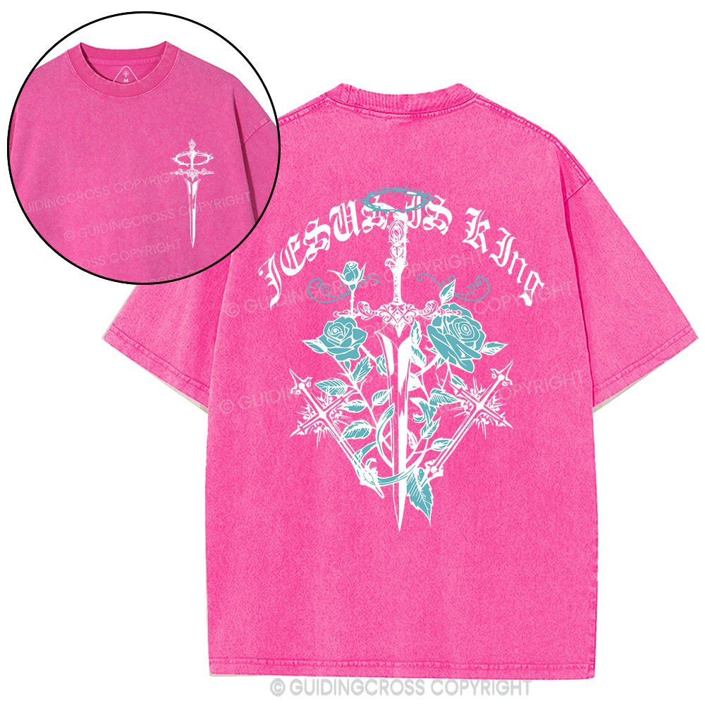 Jesus Is King Flower Christian Washed T-Shirt