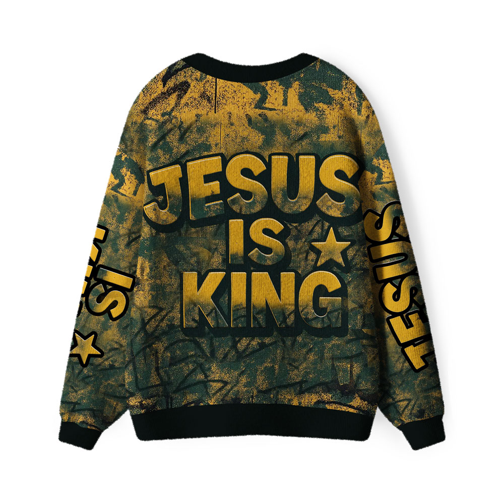 Jesus Is King Furry Christian Lightweight Cardigan