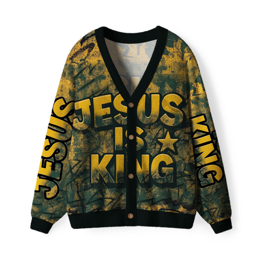 Jesus Is King Furry Christian Lightweight Cardigan