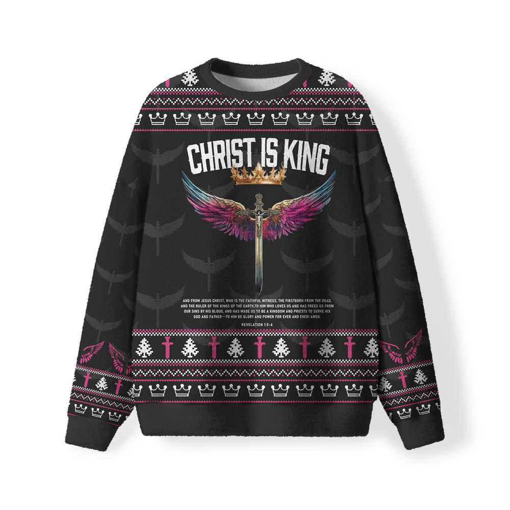 Christ Is King Furry Christian Lightweight Sweater