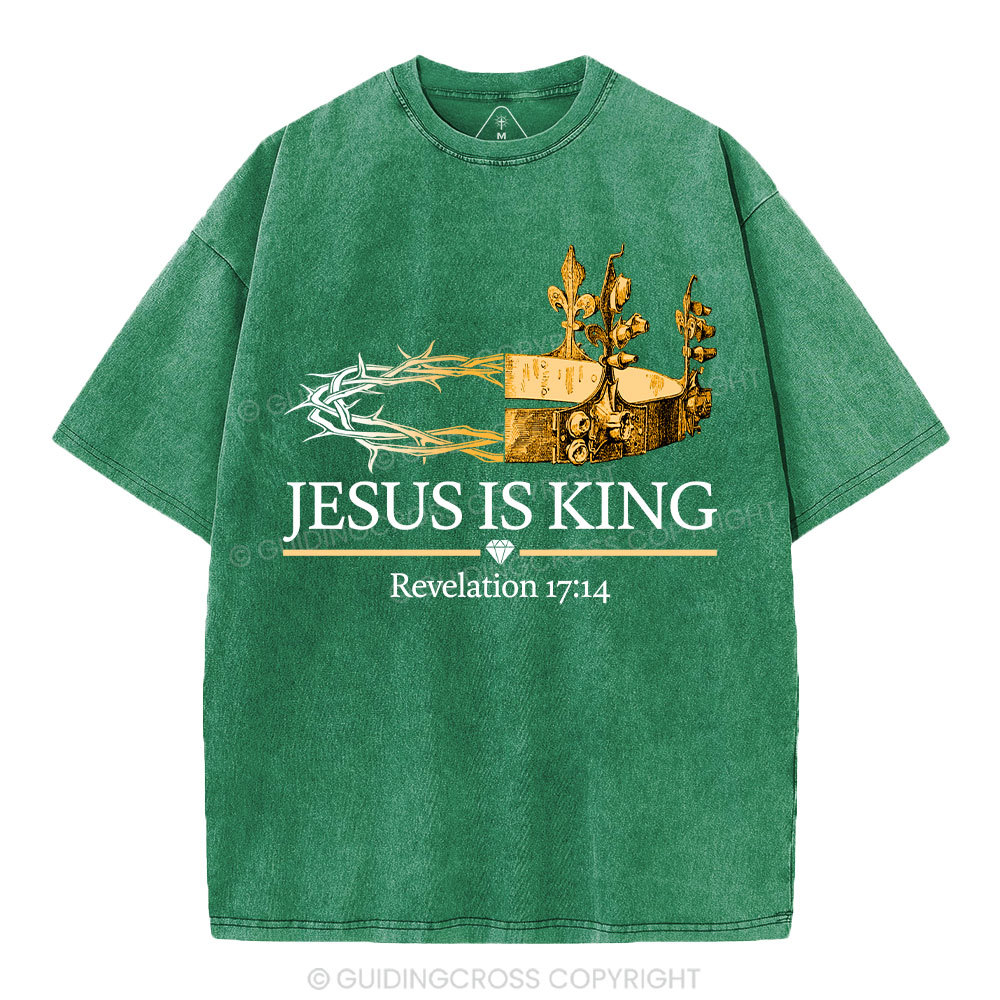 Jesus Is King Gold Crown Washed T-Shirt