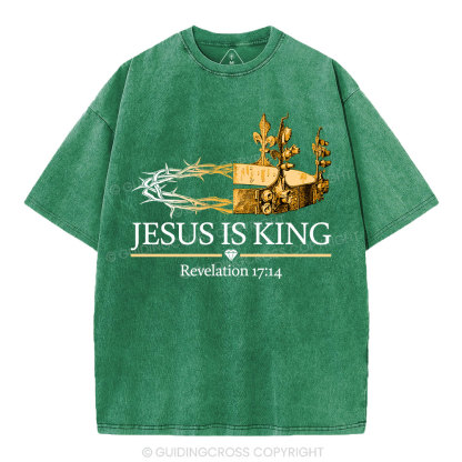 Jesus Is King Gold Crown Washed T-Shirt