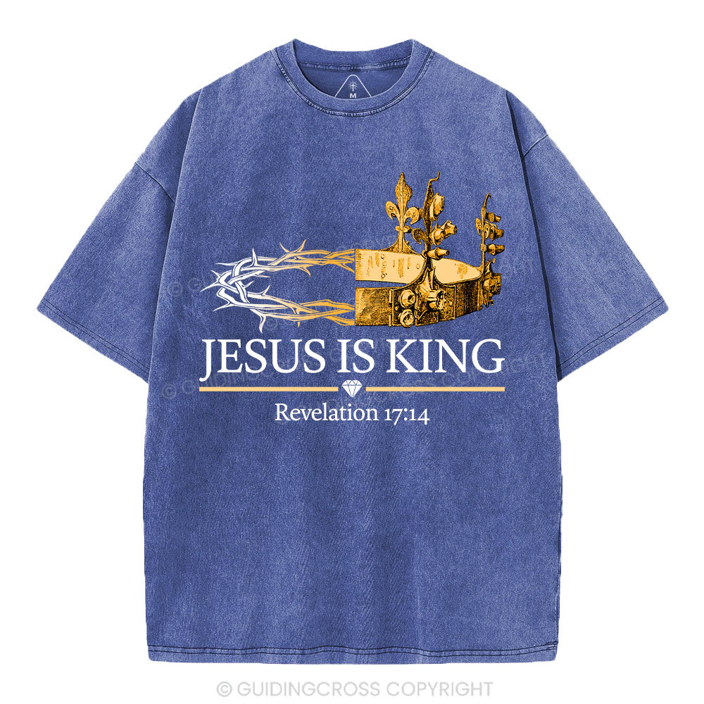 Jesus Is King Gold Crown Washed T-Shirt