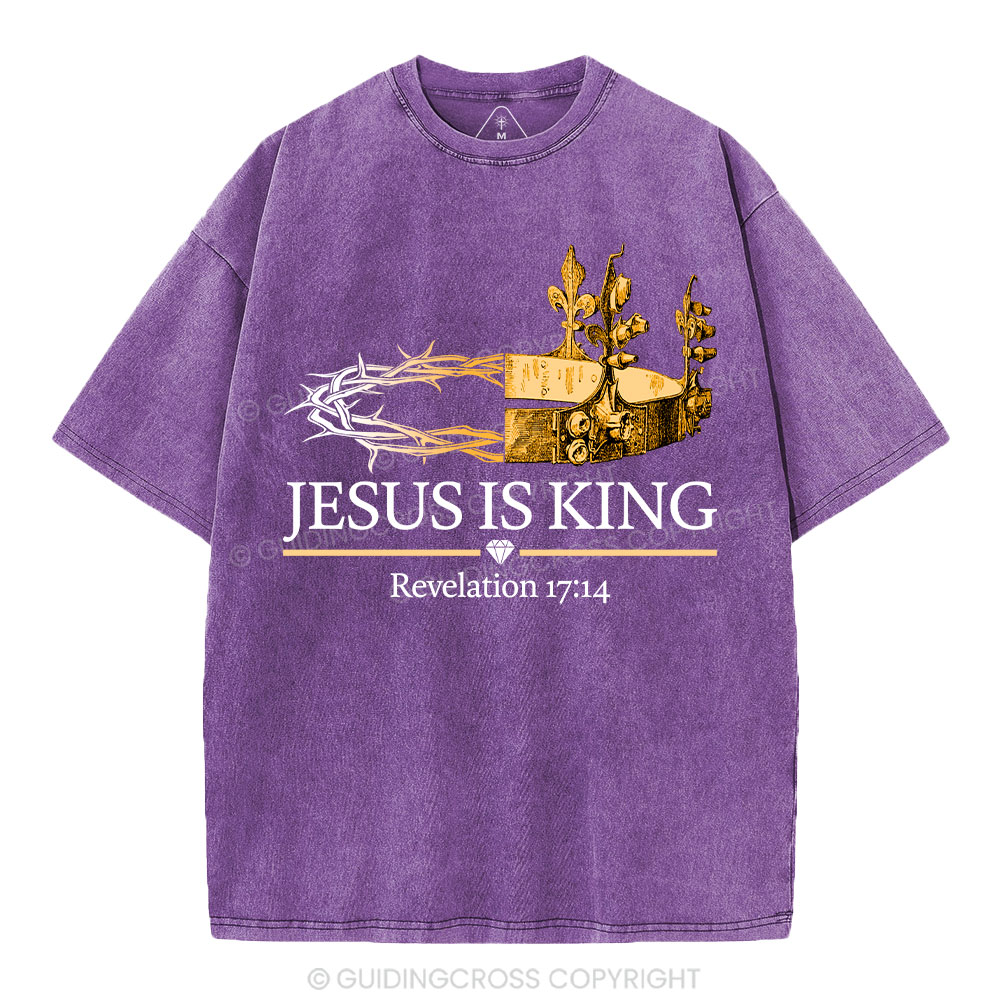 Jesus Is King Gold Crown Washed T-Shirt