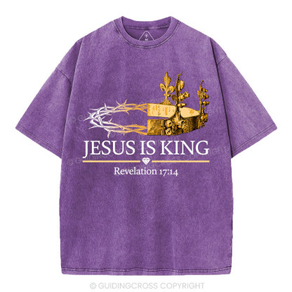 Jesus Is King Gold Crown Washed T-Shirt