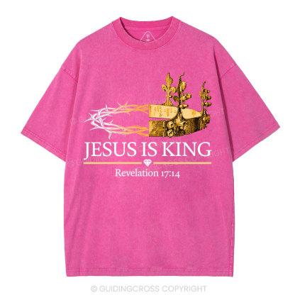 Jesus Is King Gold Crown Washed T-Shirt