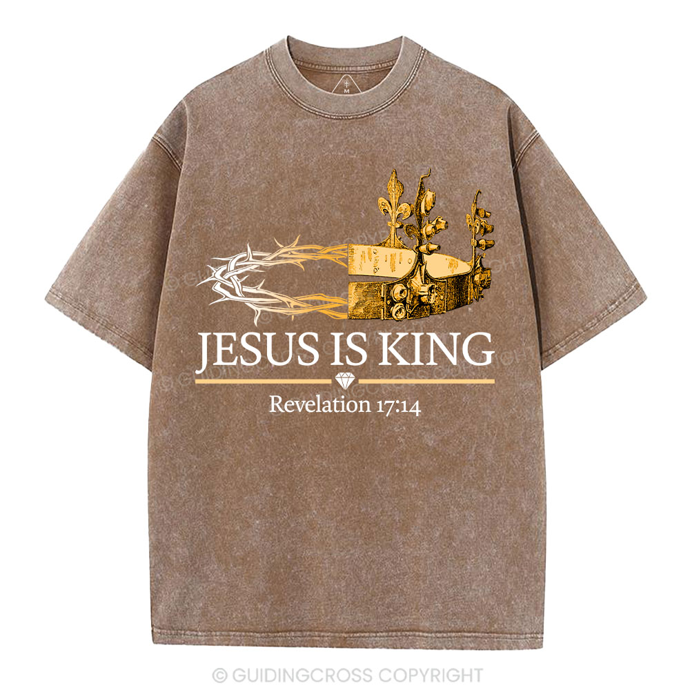 Jesus Is King Gold Crown Washed T-Shirt