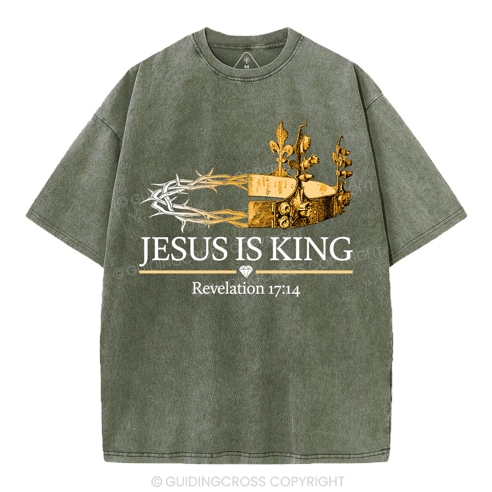 Jesus Is King Gold Crown Washed T-Shirt