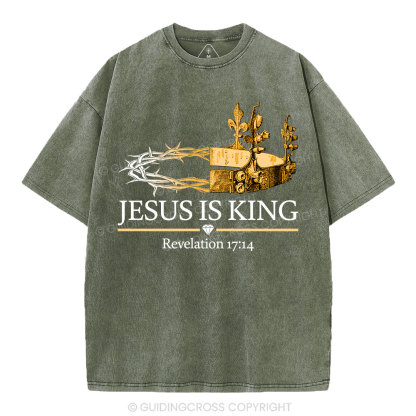 Jesus Is King Gold Crown Washed T-Shirt