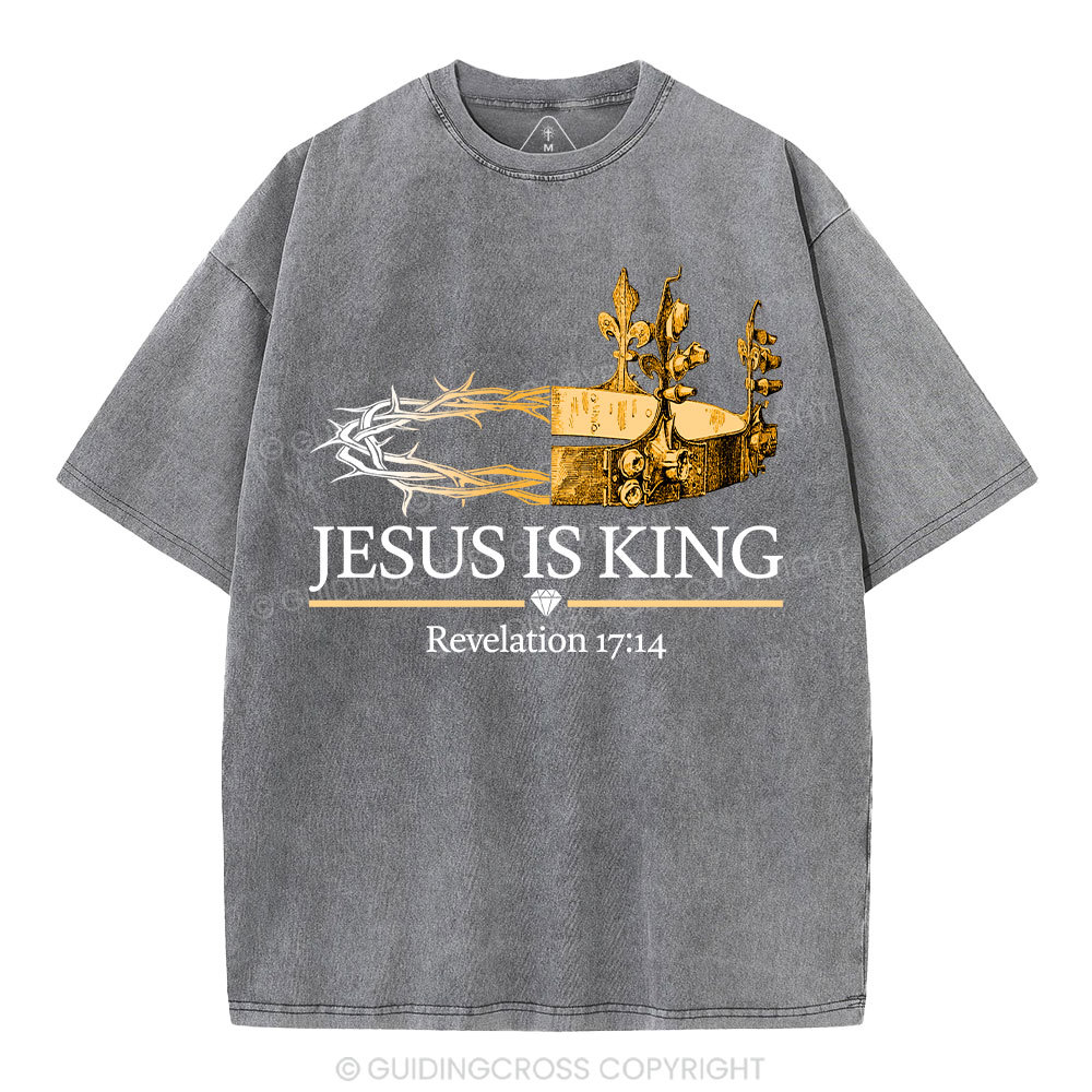 Jesus Is King Gold Crown Washed T-Shirt