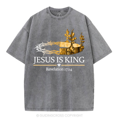 Jesus Is King Gold Crown Washed T-Shirt