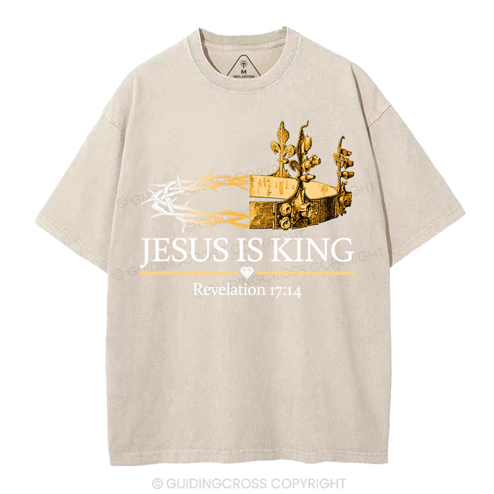Jesus Is King Gold Crown Washed T-Shirt