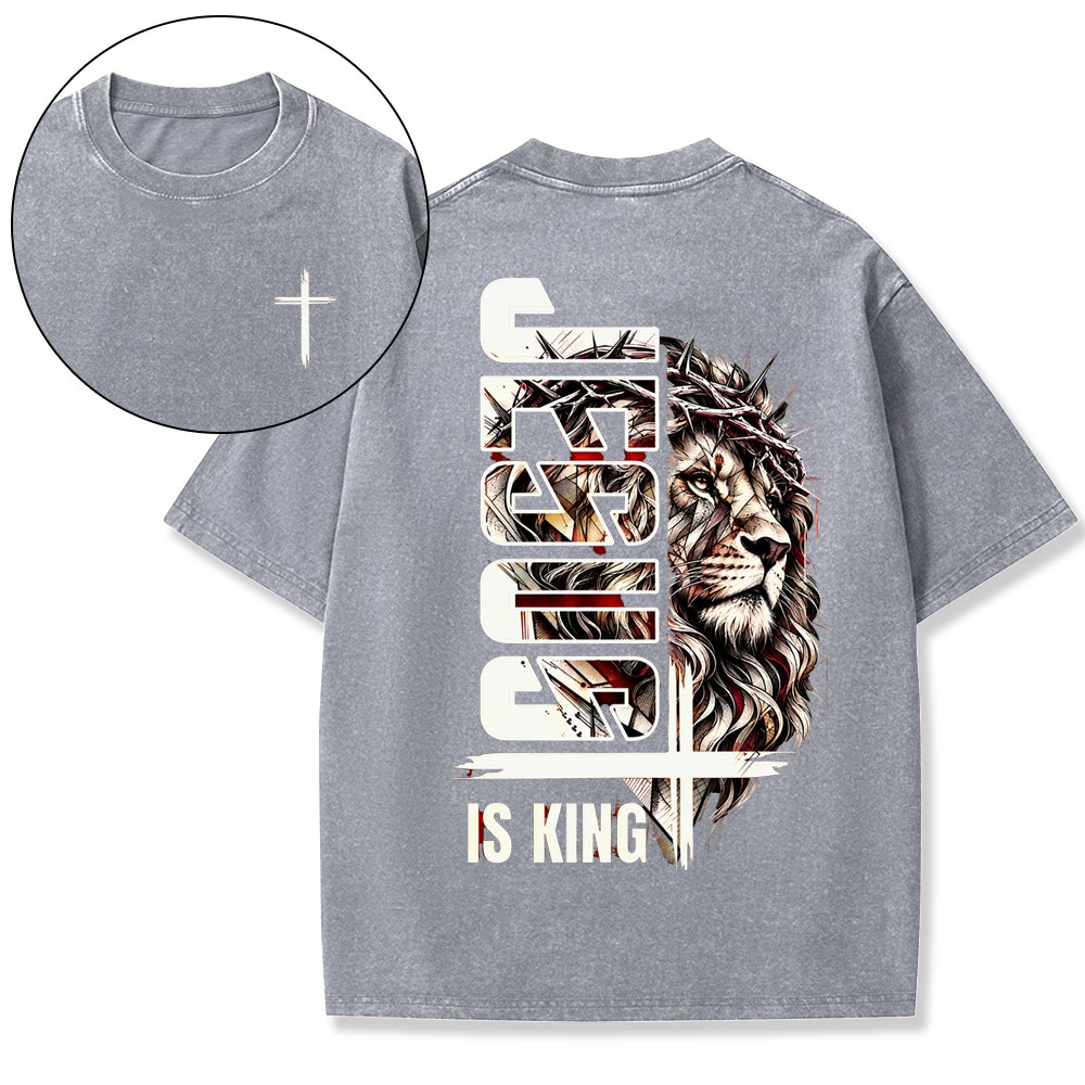 Jesus Is King Christian Washed T-Shirt