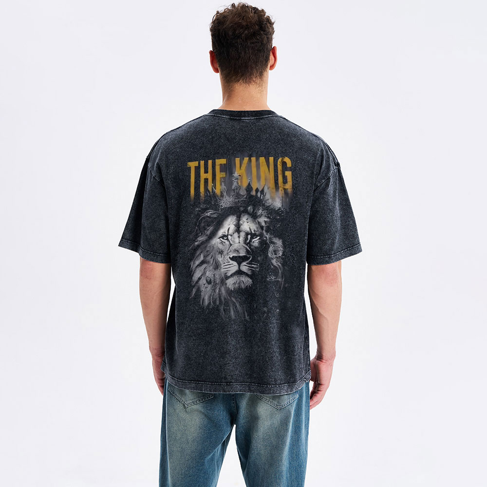 Jesus Is King Lion Christian Washed T-Shirt