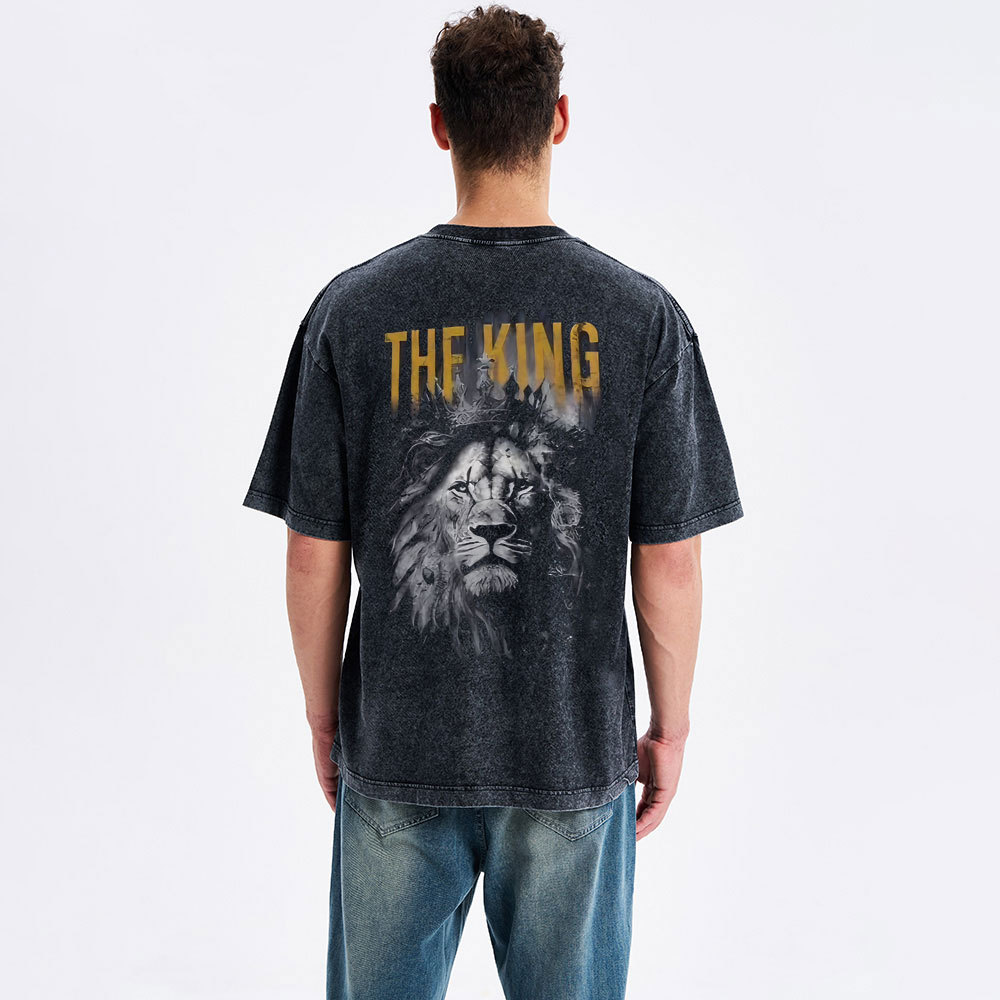 Jesus Is King Lion Christian Washed T-Shirt