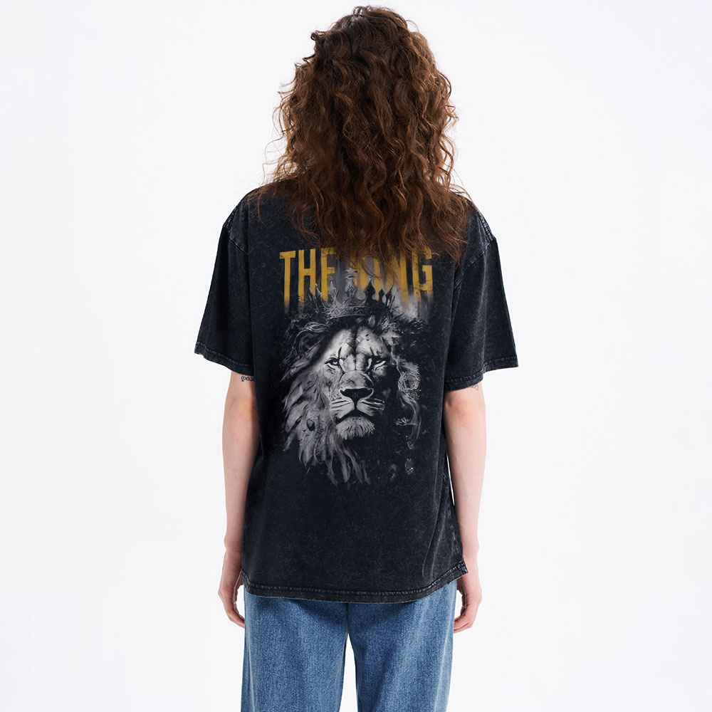 Jesus Is King Lion Christian Washed T-Shirt