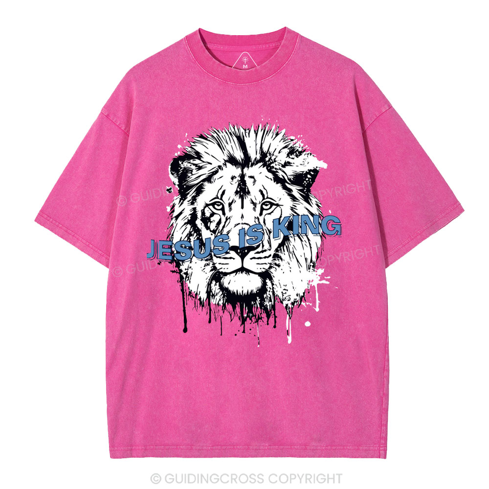 Jesus Is King Lion Christian Washed T-Shirt