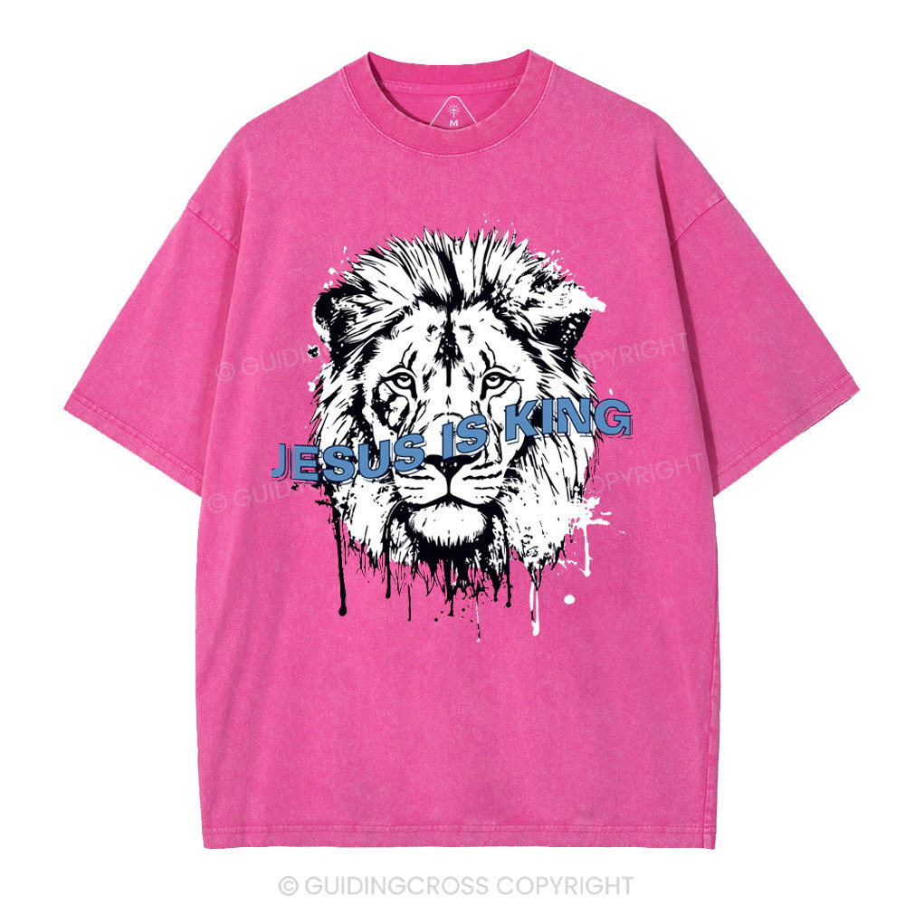 Jesus Is King Lion Christian Washed T-Shirt