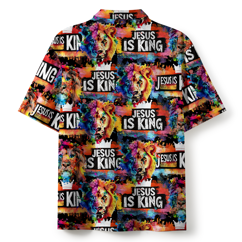 Jesus Is King Lion Color Hawaiian Shirt 