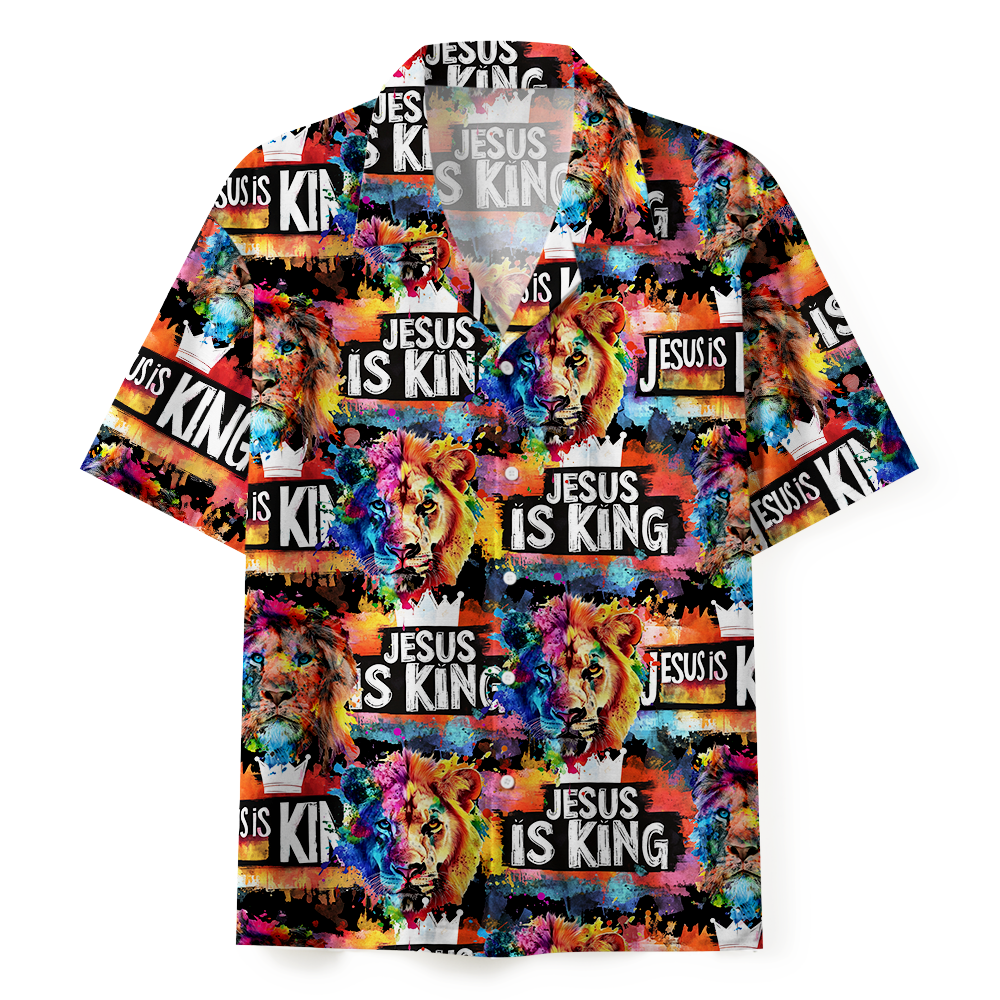 Jesus Is King Lion Color Hawaiian Shirt 