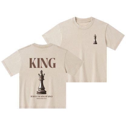 Jesus Is King Of Kings Christian Kid Washed T-Shirt