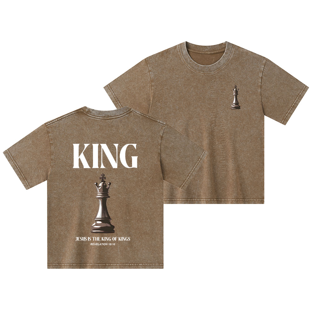 Jesus Is King Of Kings Christian Kid Washed T-Shirt