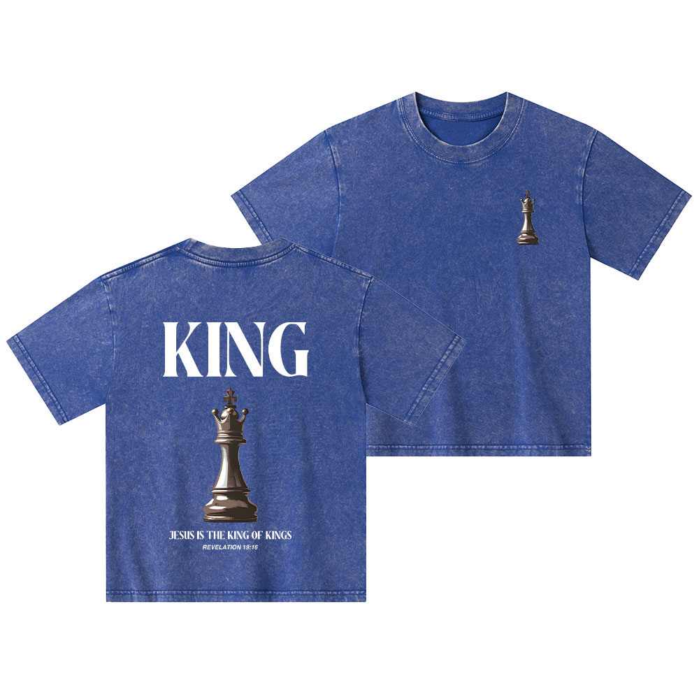 Jesus Is King Of Kings Christian Kid Washed T-Shirt