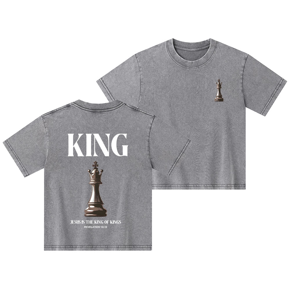 Jesus Is King Of Kings Christian Kid Washed T-Shirt