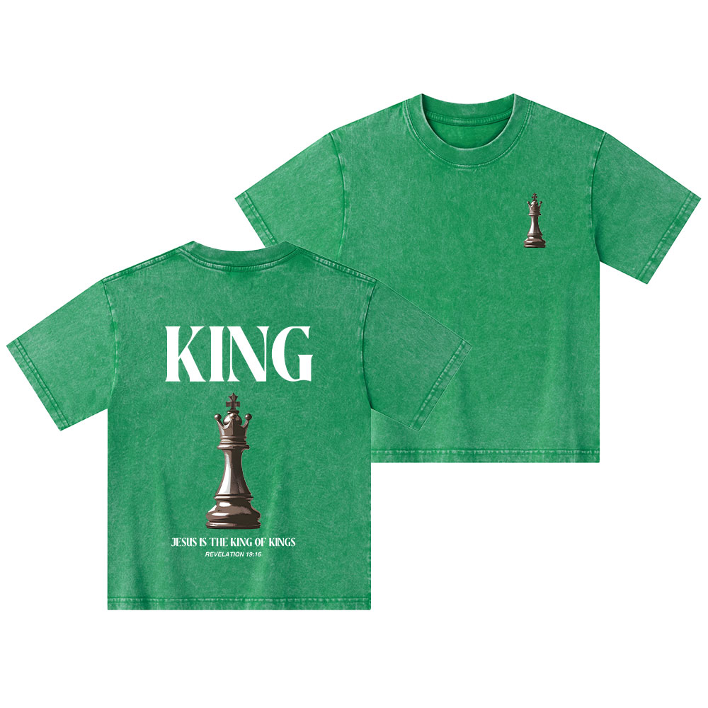 Jesus Is King Of Kings Christian Kid Washed T-Shirt