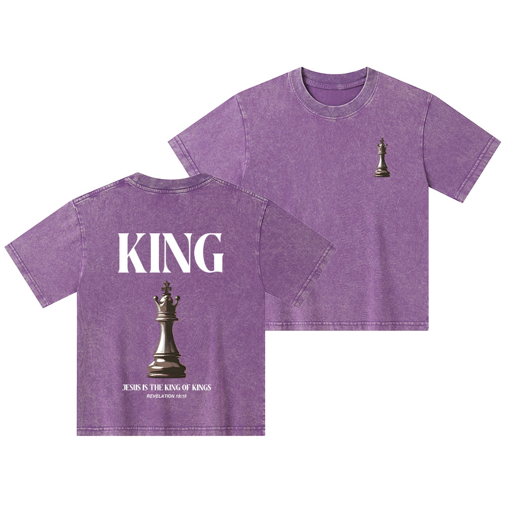 Jesus Is King Of Kings Christian Kid Washed T-Shirt