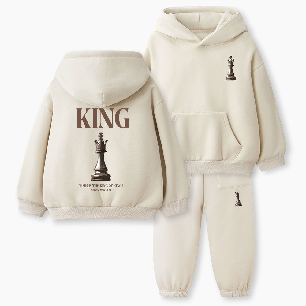 Jesus Is King Of Kings Christian Kid Fleece Hoodie Set