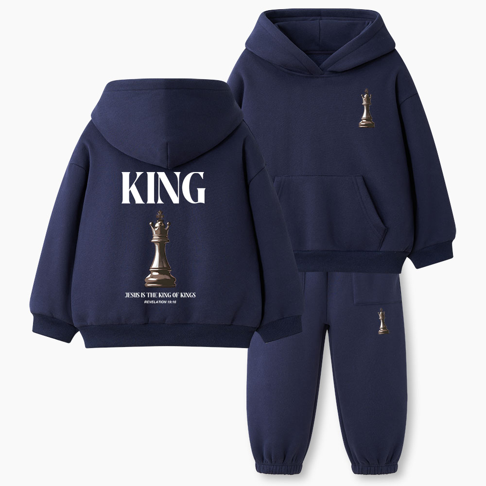 Jesus Is King Of Kings Christian Kid Fleece Hoodie Set