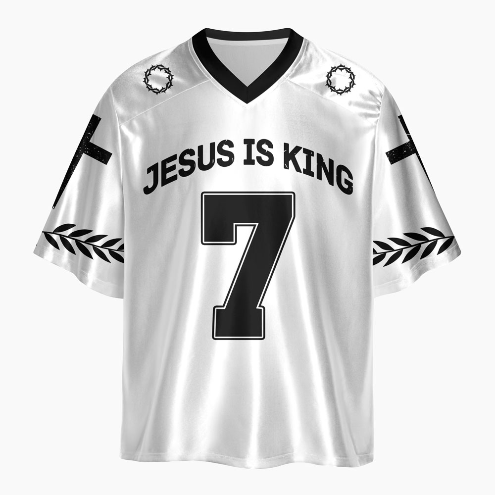 Jesus Is King Oversized Shiny V-Neck Christian Jersey & Shorts
