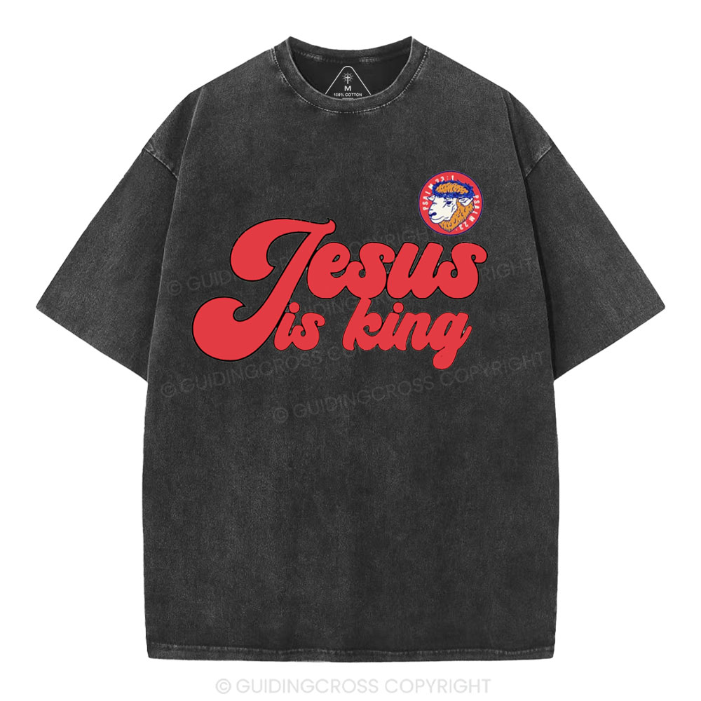 Jesus Is King Sheep Christian Washed T-Shirt