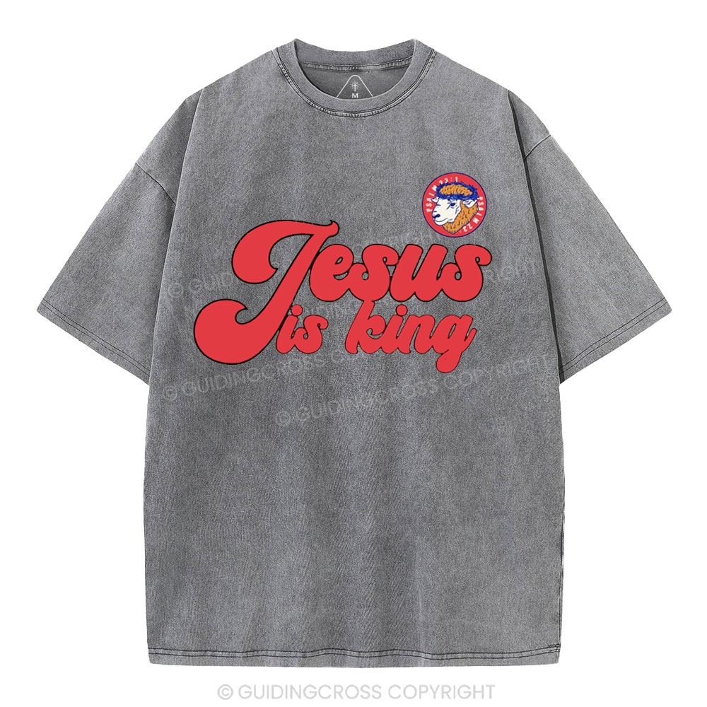 Jesus Is King Sheep Christian Washed T-Shirt