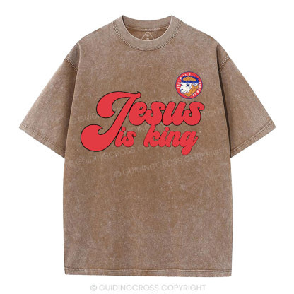 Jesus Is King Sheep Christian Washed T-Shirt