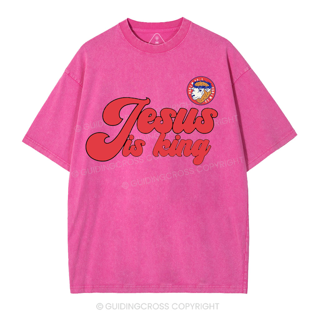 Jesus Is King Sheep Christian Washed T-Shirt
