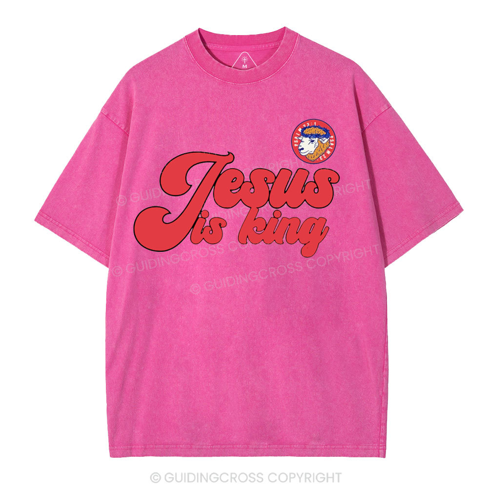 Jesus Is King Sheep Christian Washed T-Shirt