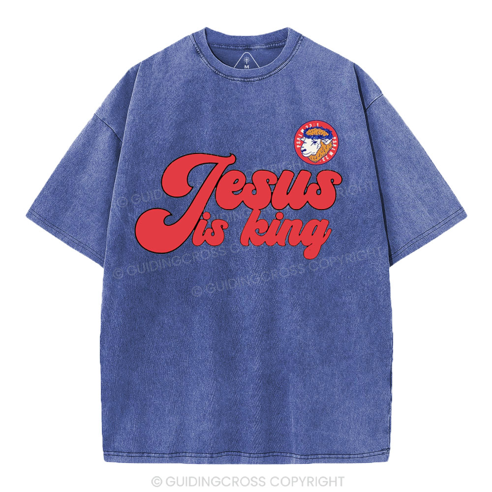 Jesus Is King Sheep Christian Washed T-Shirt