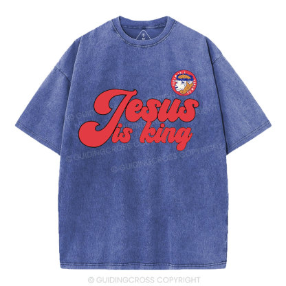 Jesus Is King Sheep Christian Washed T-Shirt