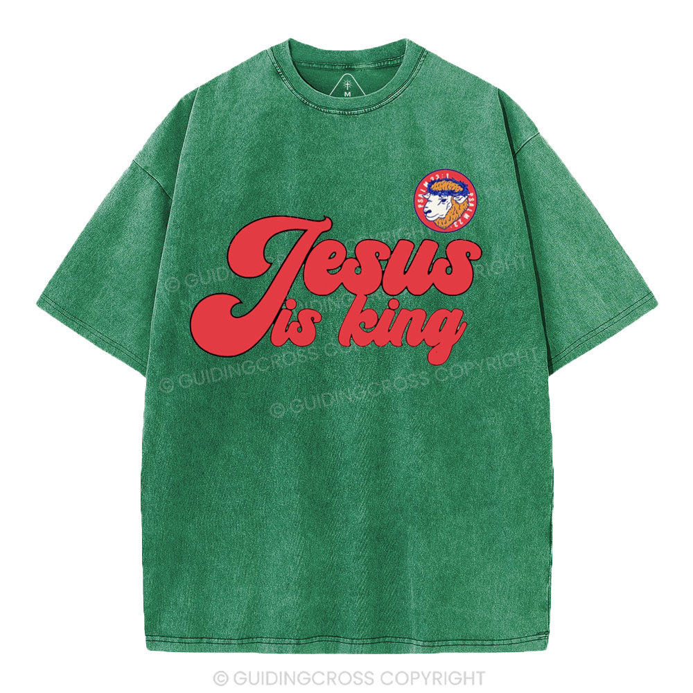 Jesus Is King Sheep Christian Washed T-Shirt