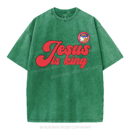 Jesus Is King Sheep Christian Washed T-Shirt