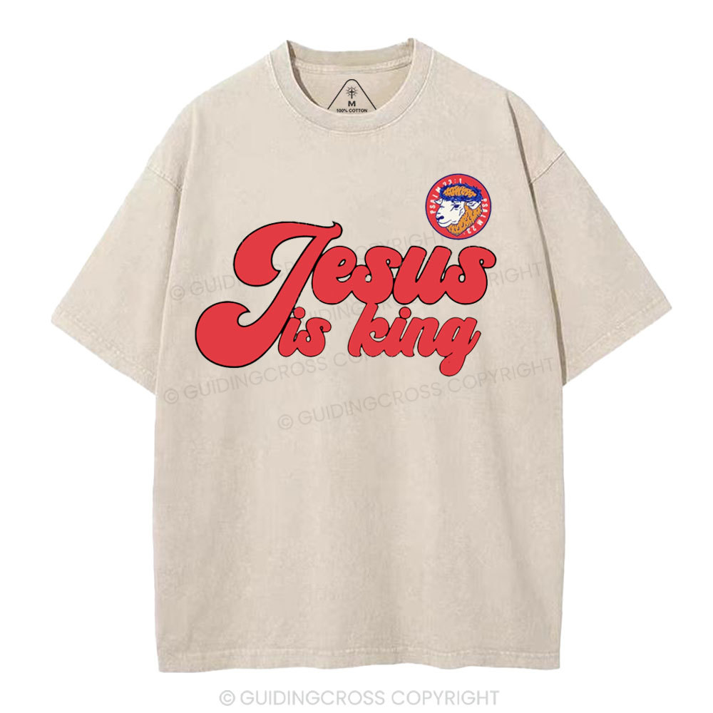 Jesus Is King Sheep Christian Washed T-Shirt