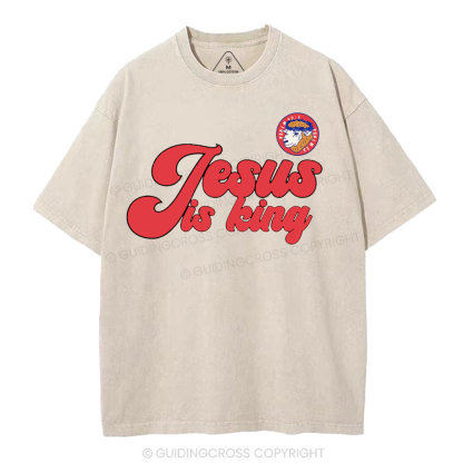 Jesus Is King Sheep Christian Washed T-Shirt